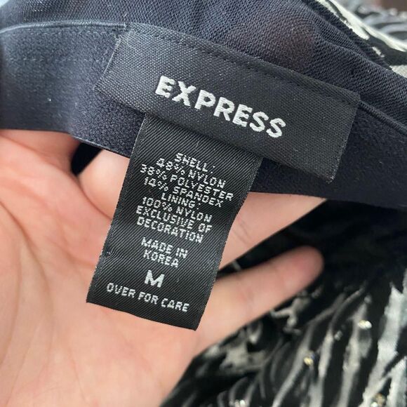 Express Early 2000’s Slinky Silver Black Zebra Velvet Sequin Halter Cami Top M - Picture 7 of 7